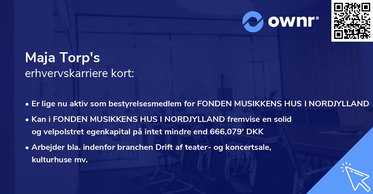 Maja Torp's erhvervskarriere kort