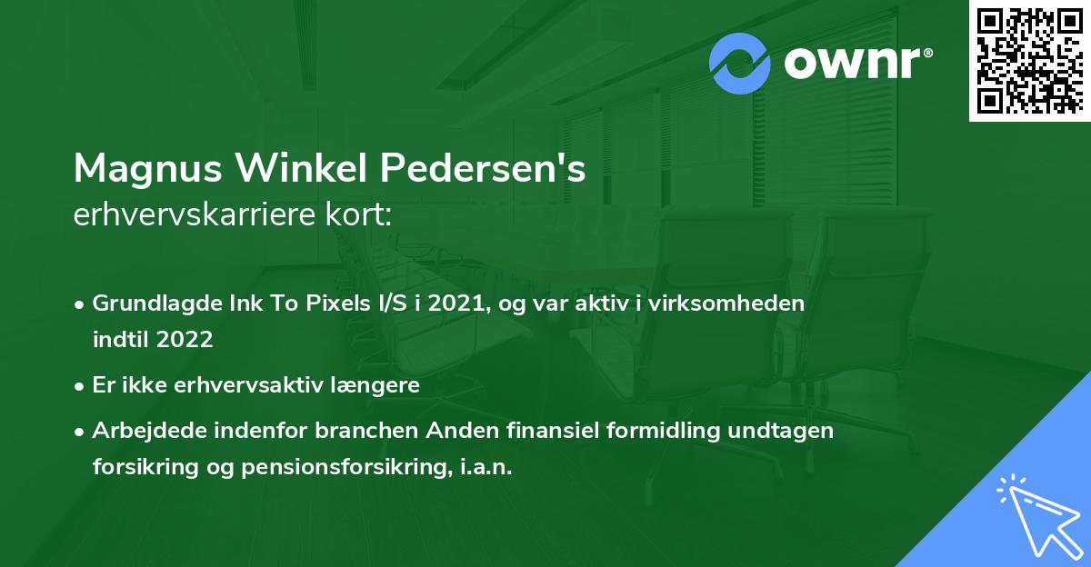 Magnus Winkel Pedersen's erhvervskarriere kort