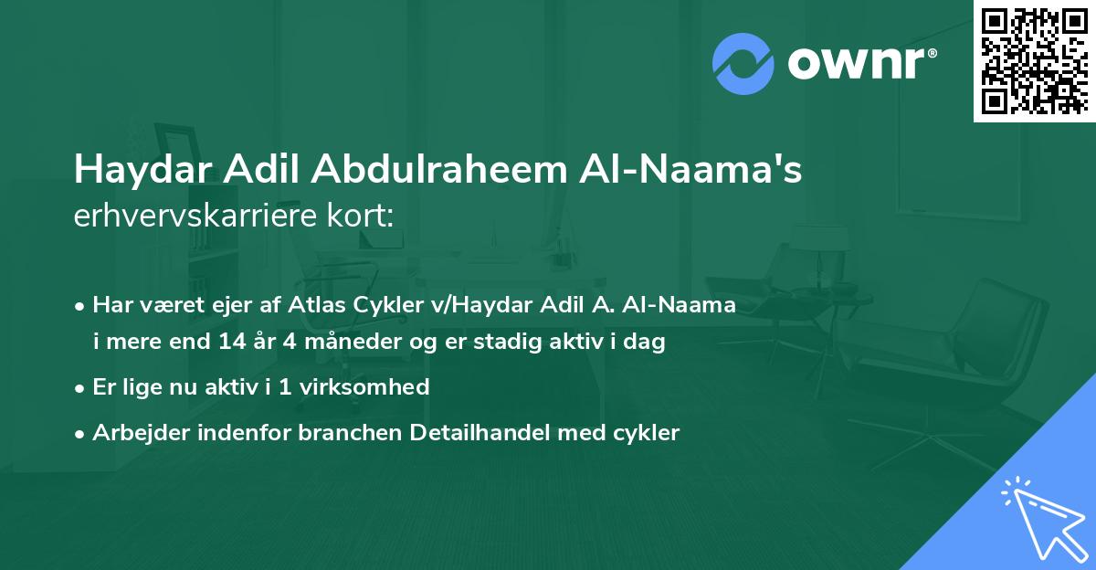 Haydar Adil Abdulraheem Al-Naama's erhvervskarriere kort