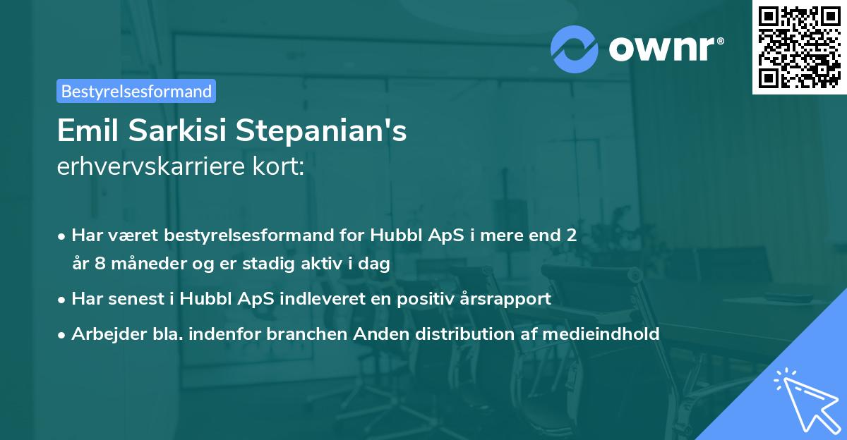 Emil Sarkisi Stepanian's erhvervskarriere kort