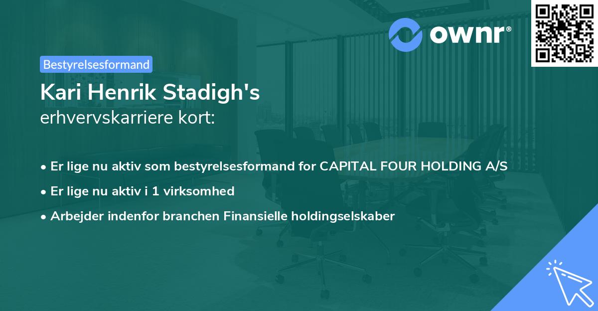 Kari Henrik Stadigh's erhvervskarriere kort
