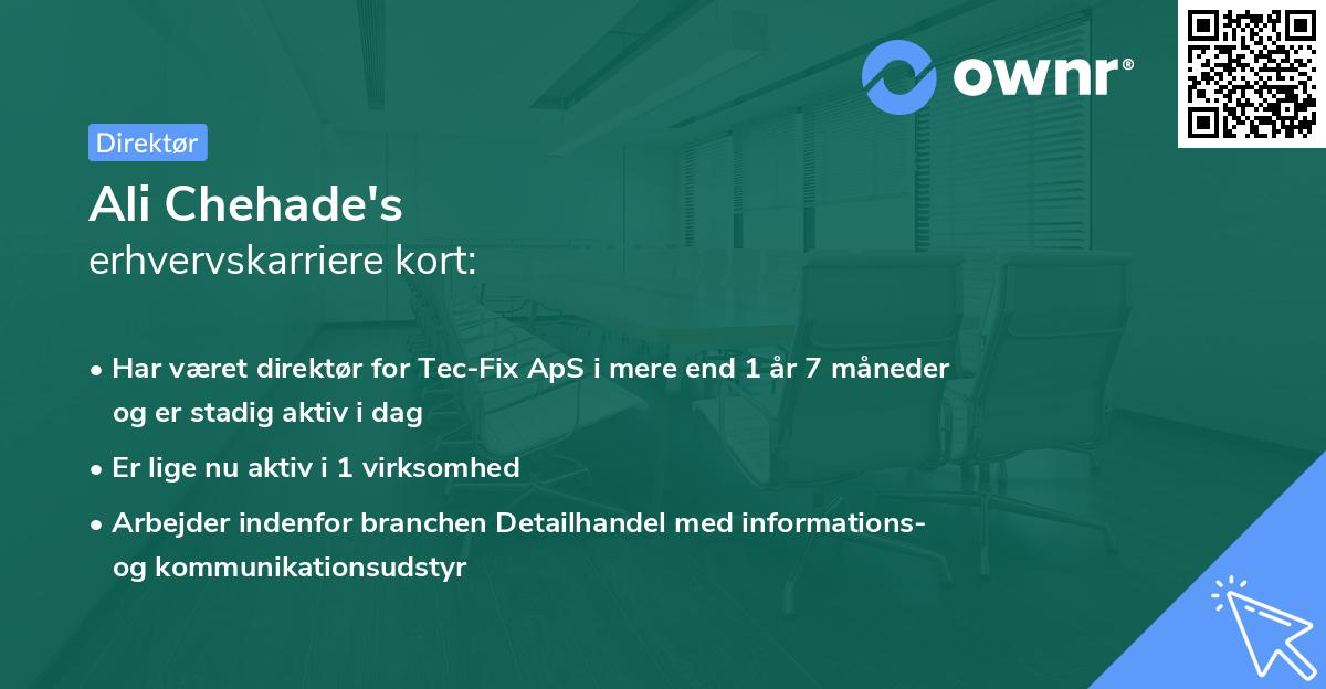 Ali Chehade's erhvervskarriere kort