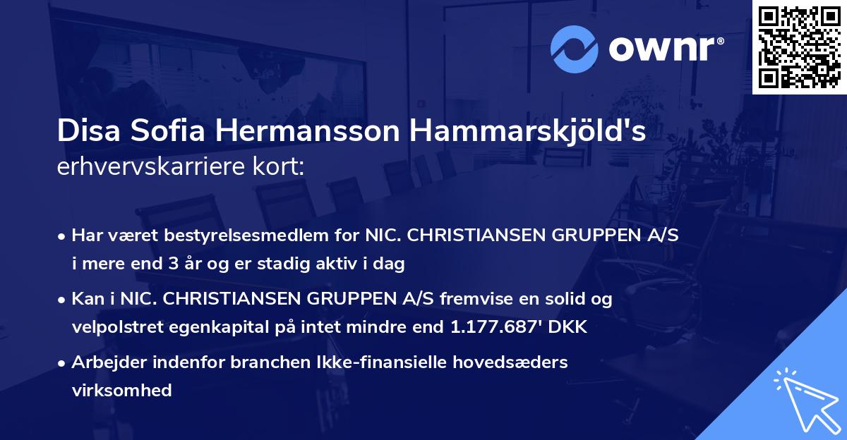Disa Sofia Hermansson Hammarskjöld's erhvervskarriere kort