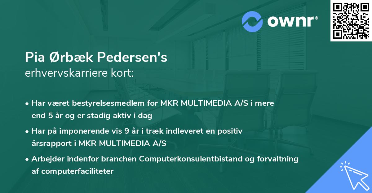 Pia Ørbæk Pedersen's erhvervskarriere kort