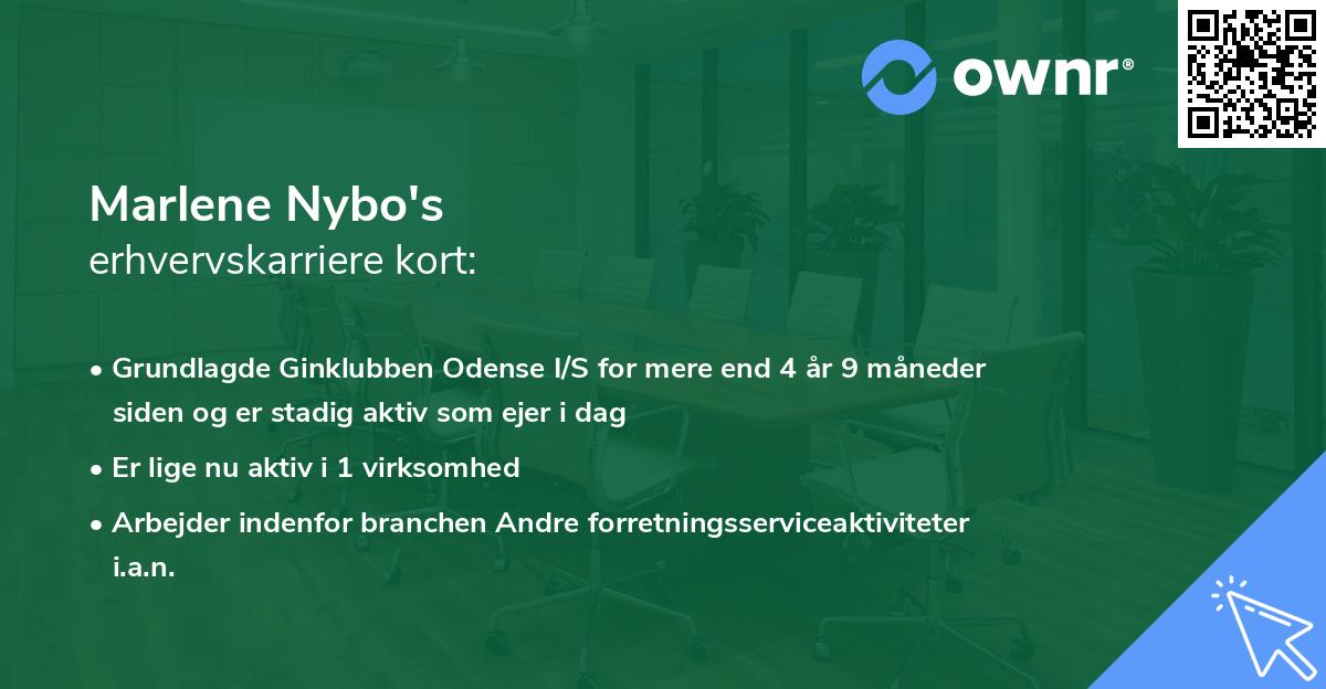 Marlene Nybo's erhvervskarriere kort