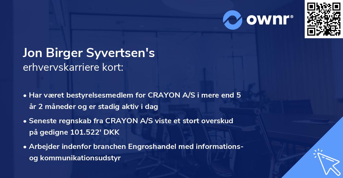 Jon Birger Syvertsen's erhvervskarriere kort