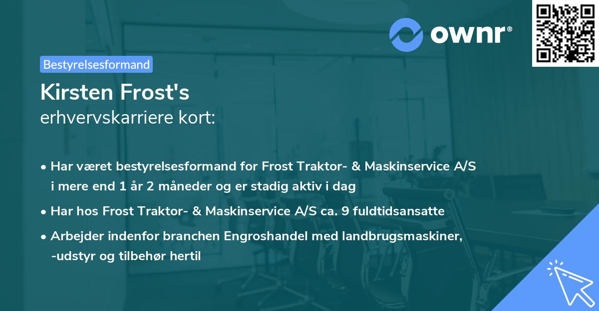 Kirsten Frost's erhvervskarriere kort