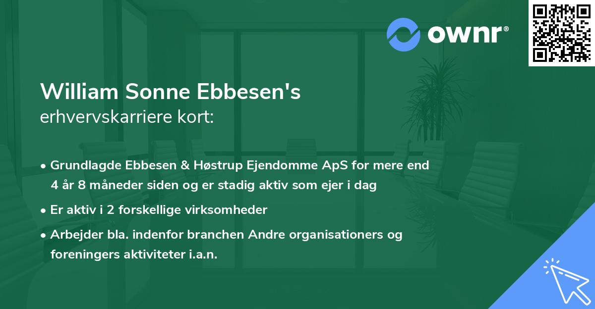 William Sonne Ebbesen's erhvervskarriere kort