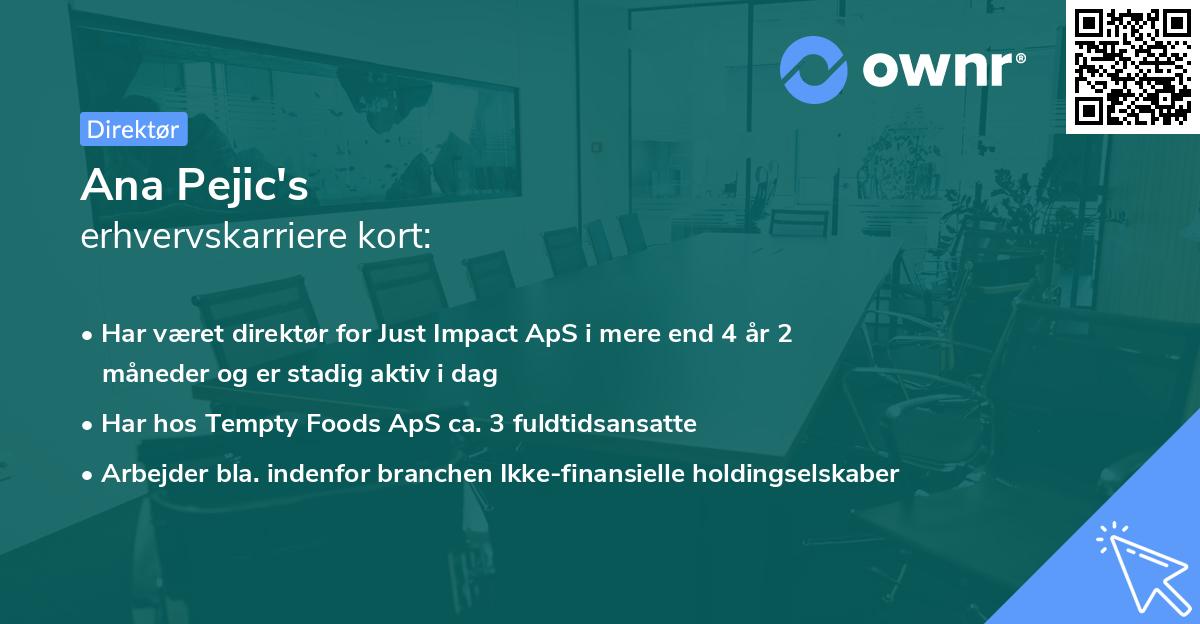 Ana Pejic's erhvervskarriere kort