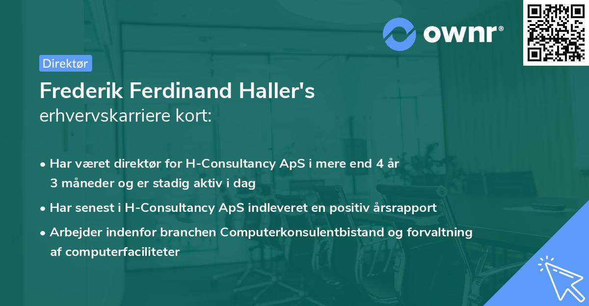 Frederik Ferdinand Haller's erhvervskarriere kort