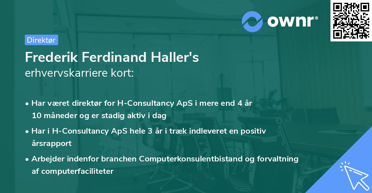 Frederik Ferdinand Haller's erhvervskarriere kort