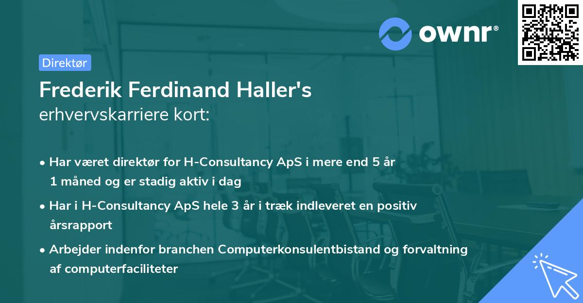 Frederik Ferdinand Haller's erhvervskarriere kort