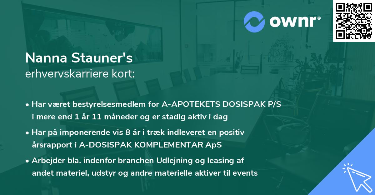 Nanna Stauner's erhvervskarriere kort