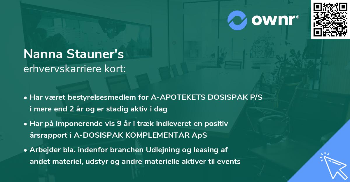 Nanna Stauner's erhvervskarriere kort