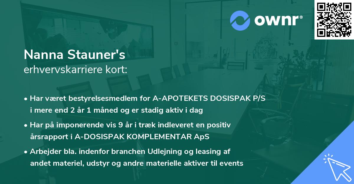 Nanna Stauner's erhvervskarriere kort