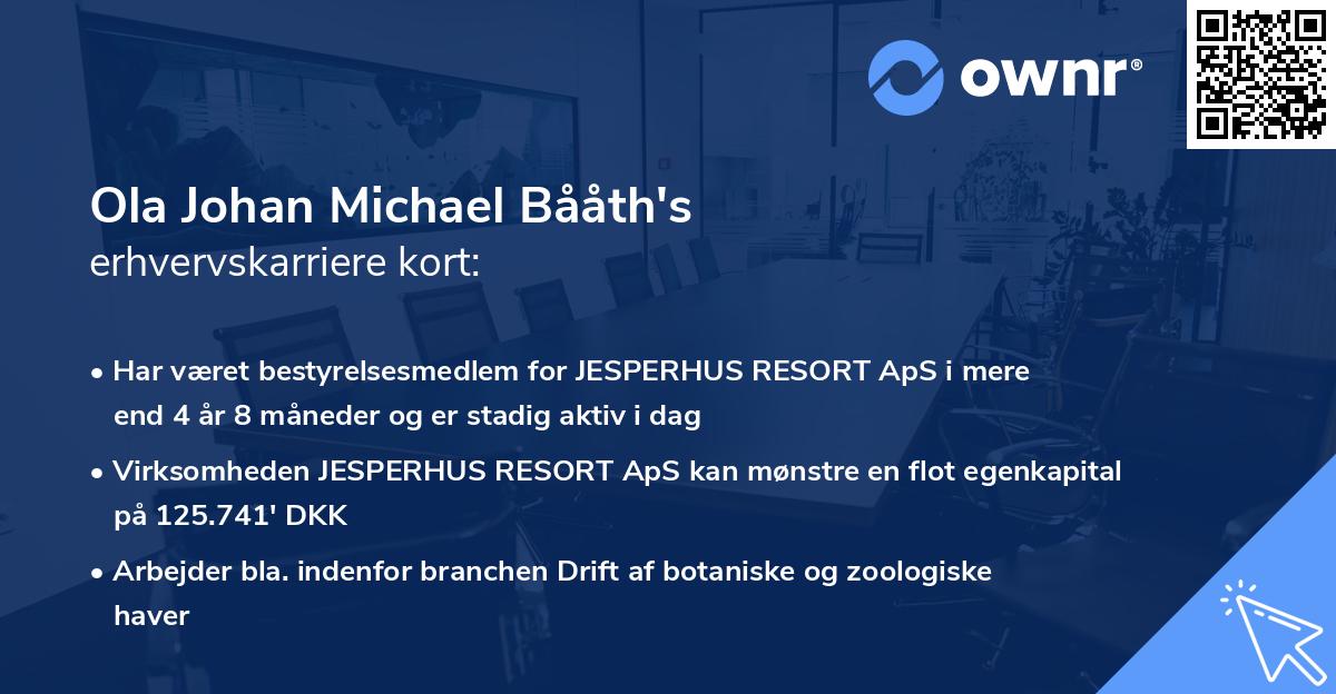 Ola Johan Michael Bååth's erhvervskarriere kort