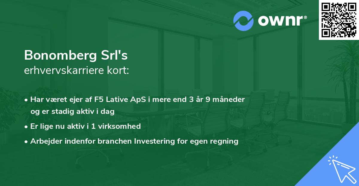 Bonomberg Srl's erhvervskarriere kort