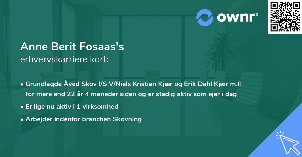 Anne Berit Fosaas's erhvervskarriere kort