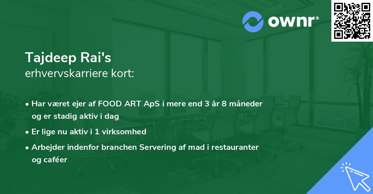 Tajdeep Rai's erhvervskarriere kort