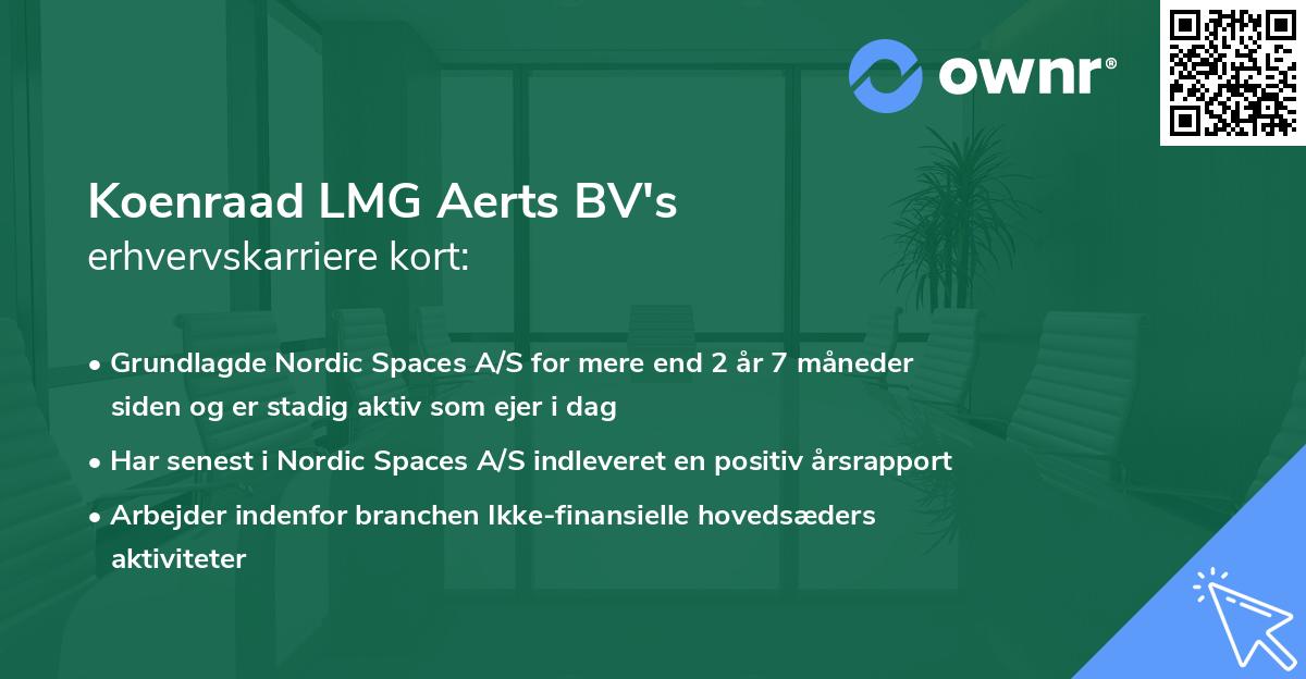 Koenraad LMG Aerts BV's erhvervskarriere kort