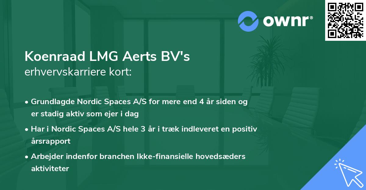 Koenraad LMG Aerts BV's erhvervskarriere kort