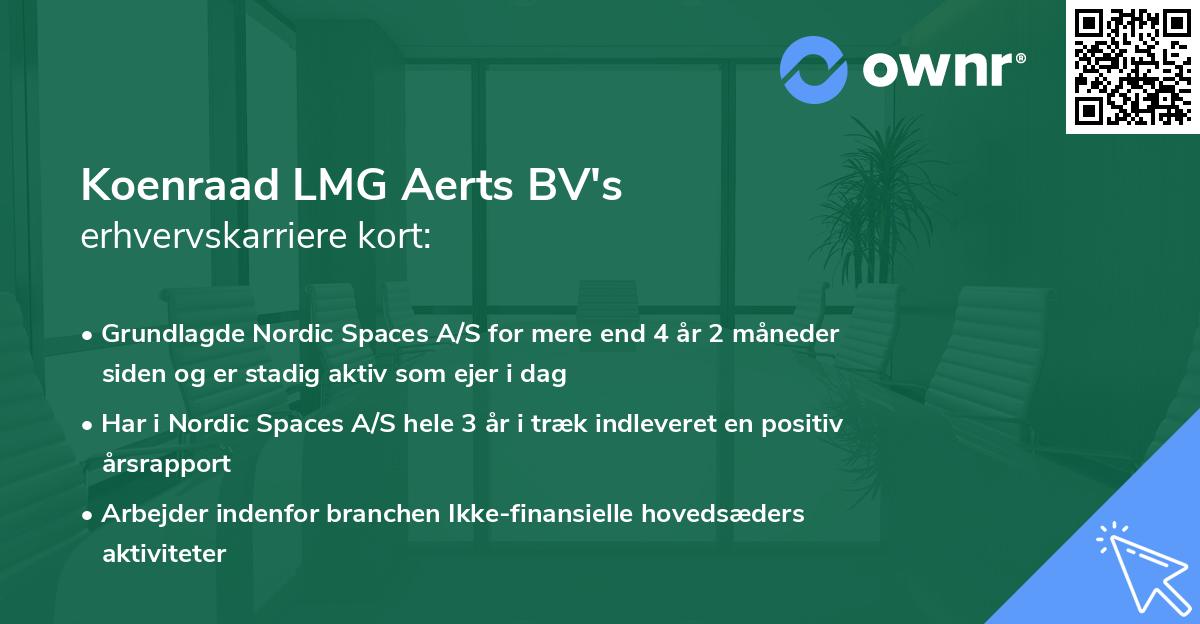 Koenraad LMG Aerts BV's erhvervskarriere kort