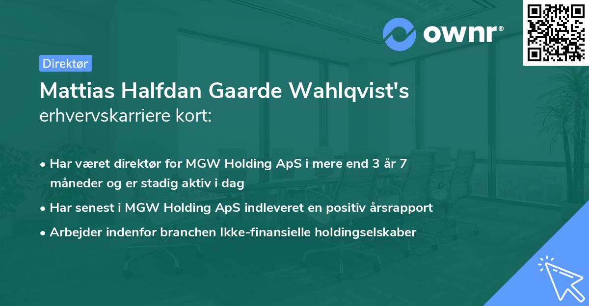 Mattias Halfdan Gaarde Wahlqvist's erhvervskarriere kort