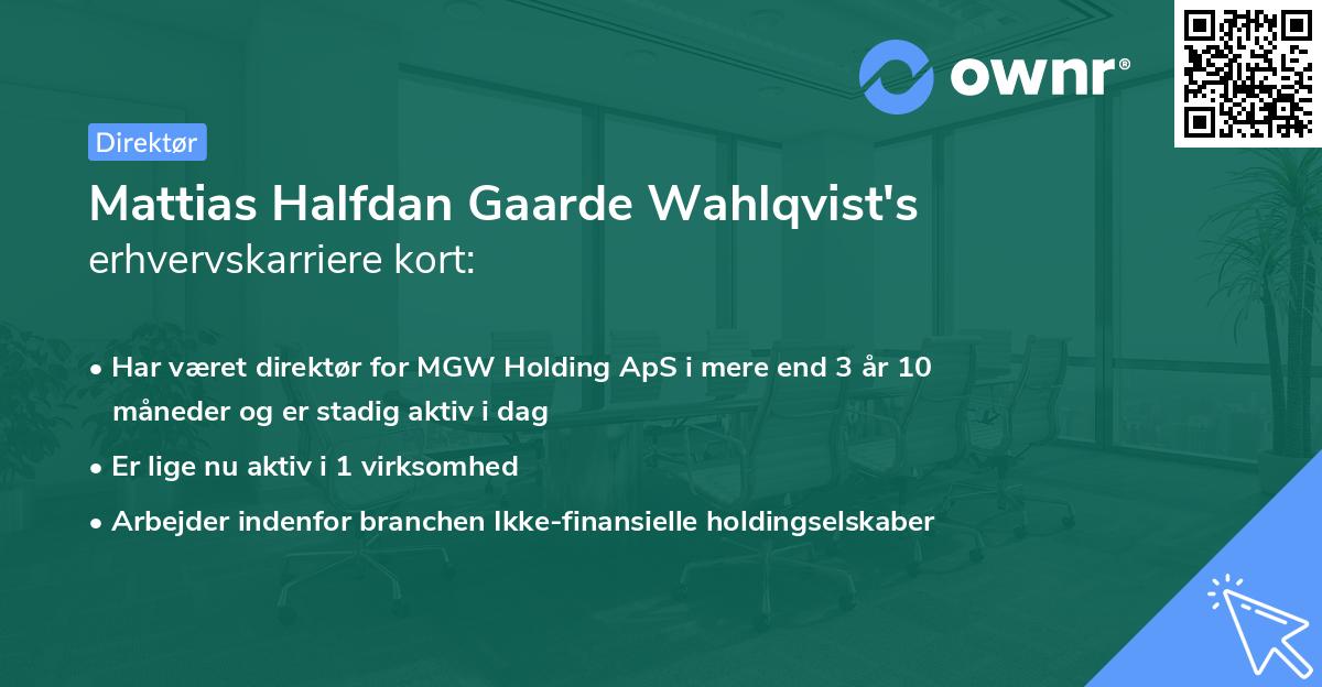 Mattias Halfdan Gaarde Wahlqvist's erhvervskarriere kort