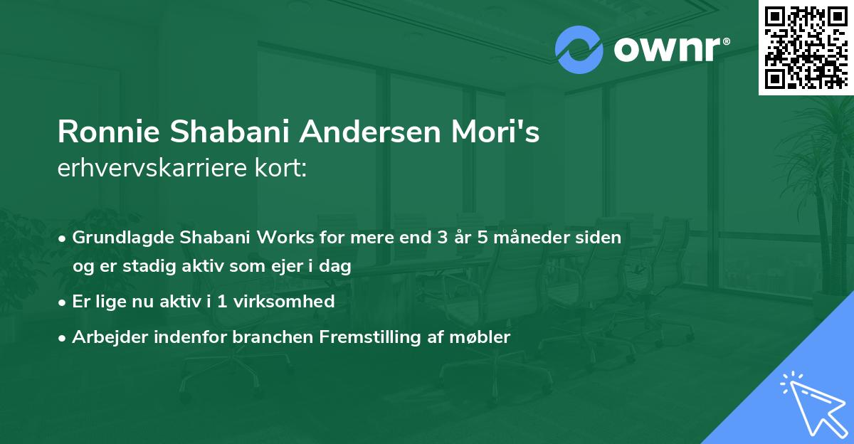 Ronnie Shabani Andersen Mori's erhvervskarriere kort