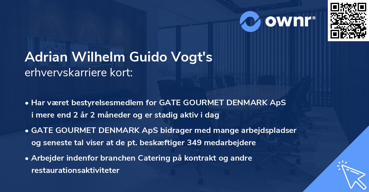 Adrian Wilhelm Guido Vogt's erhvervskarriere kort