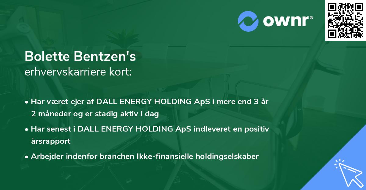 Bolette Bentzen's erhvervskarriere kort