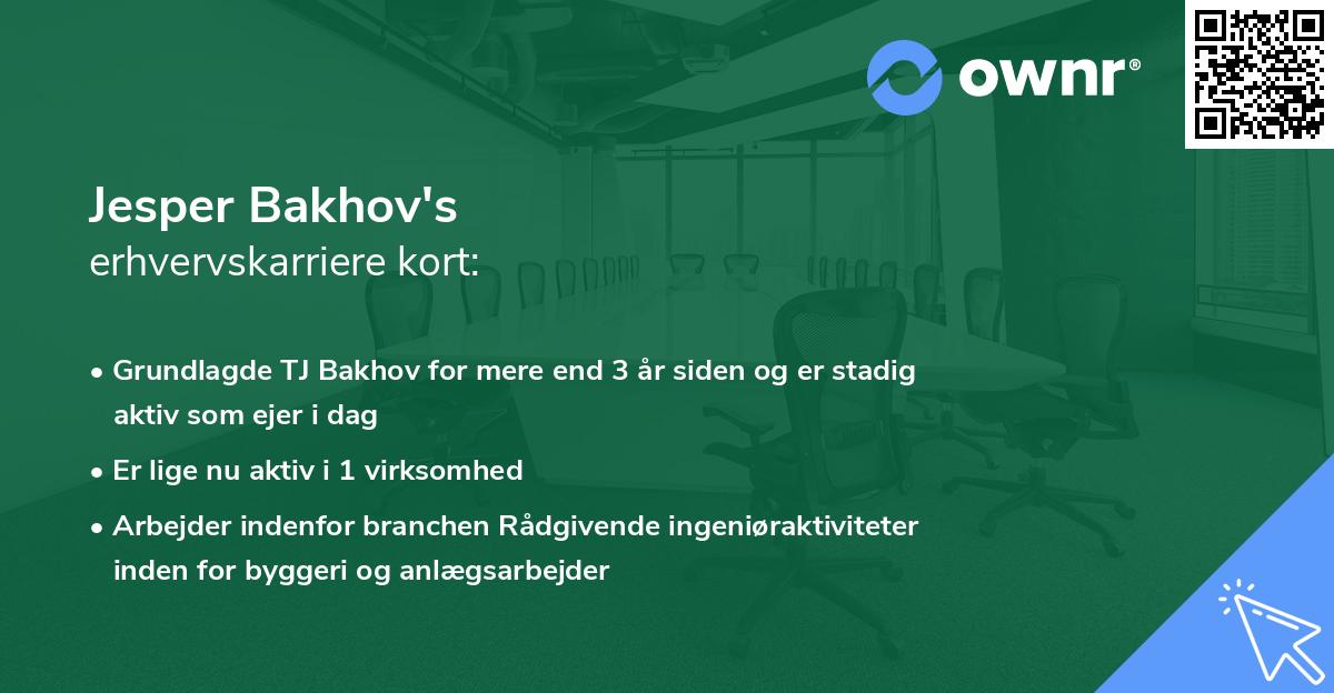 Jesper Bakhov's erhvervskarriere kort