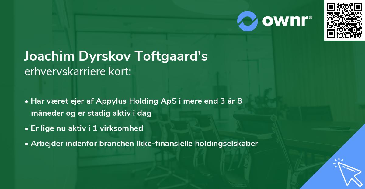 Joachim Dyrskov Toftgaard's erhvervskarriere kort
