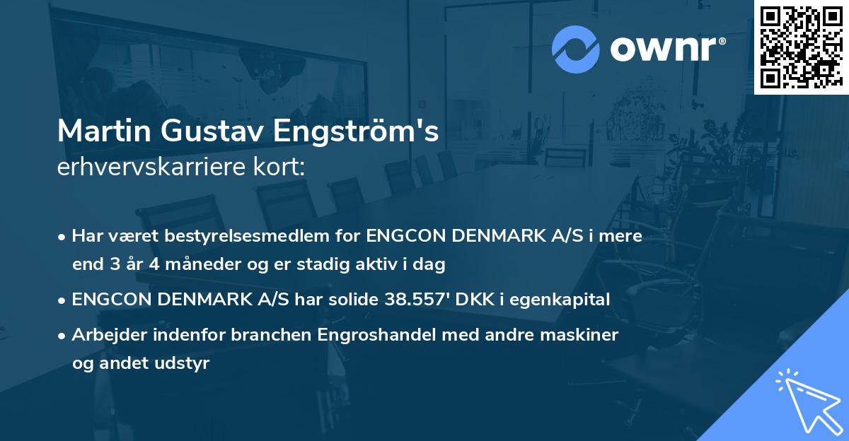 Martin Gustav Engström's erhvervskarriere kort