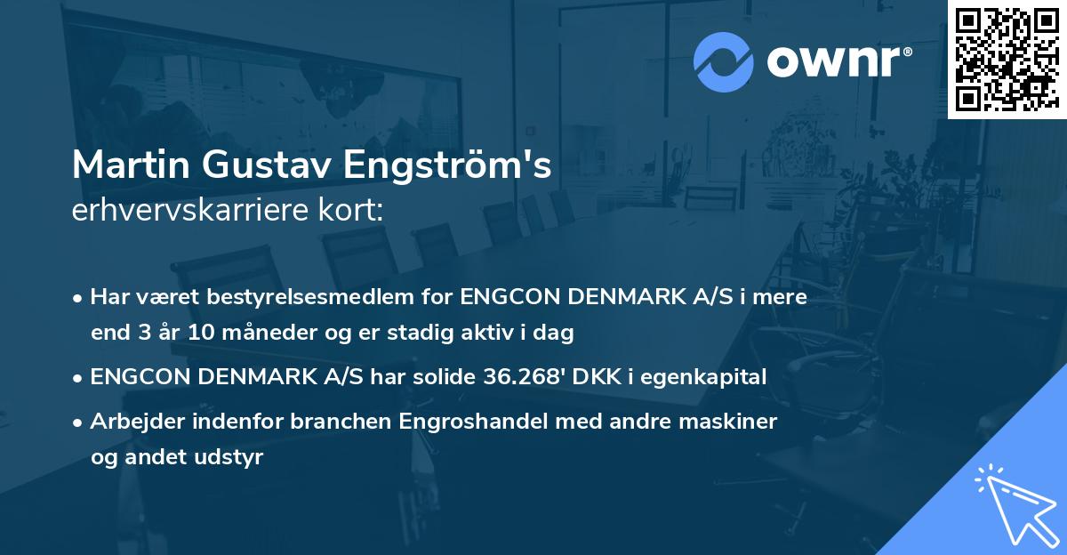 Martin Gustav Engström's erhvervskarriere kort