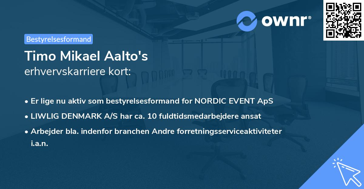 Timo Mikael Aalto's erhvervskarriere kort