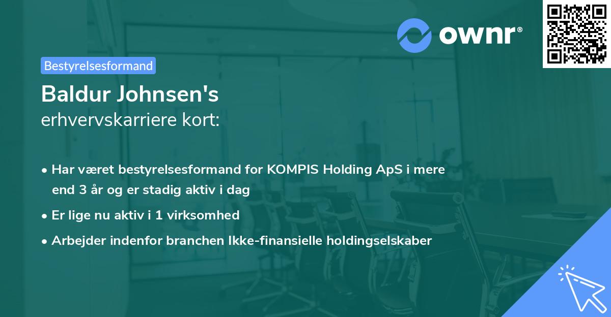 Baldur Johnsen's erhvervskarriere kort