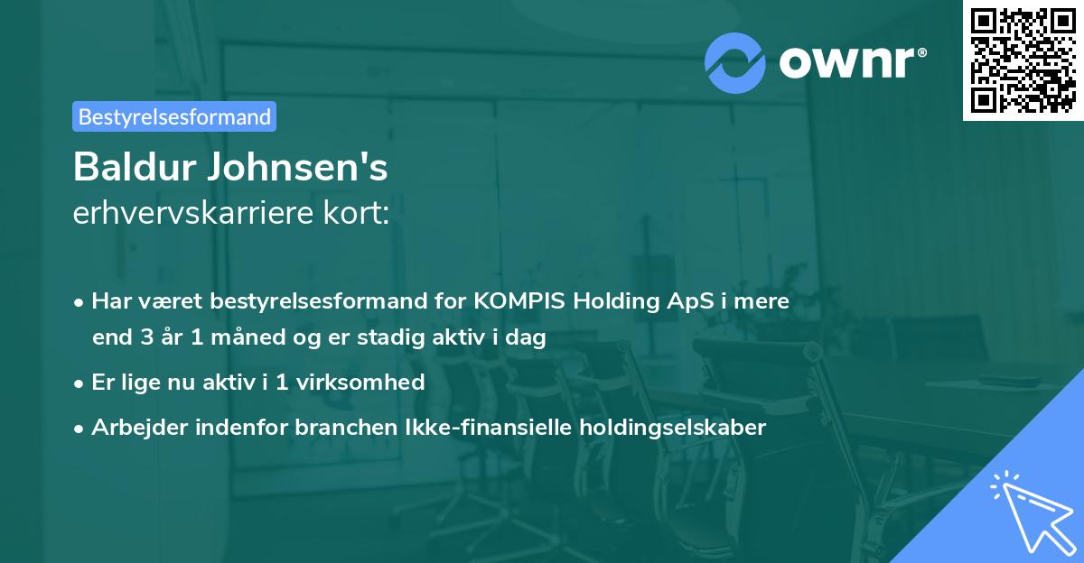 Baldur Johnsen's erhvervskarriere kort