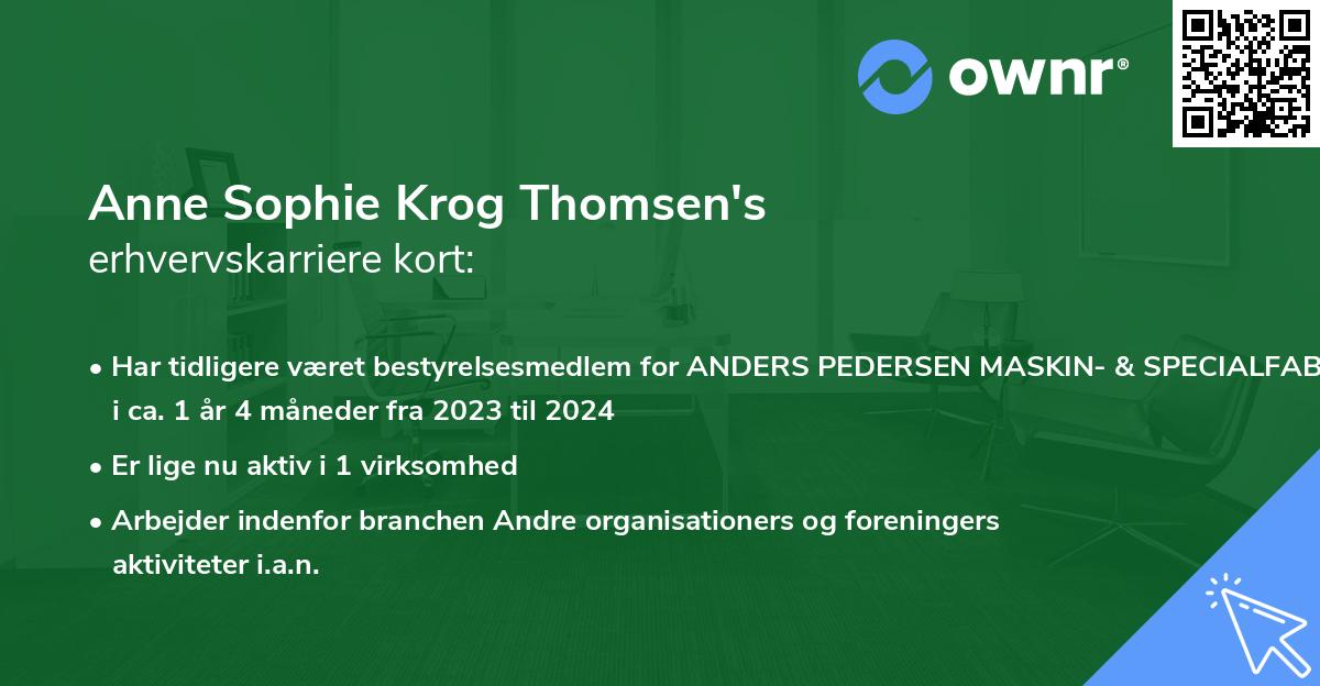 Anne Sophie Krog Thomsen's erhvervskarriere kort