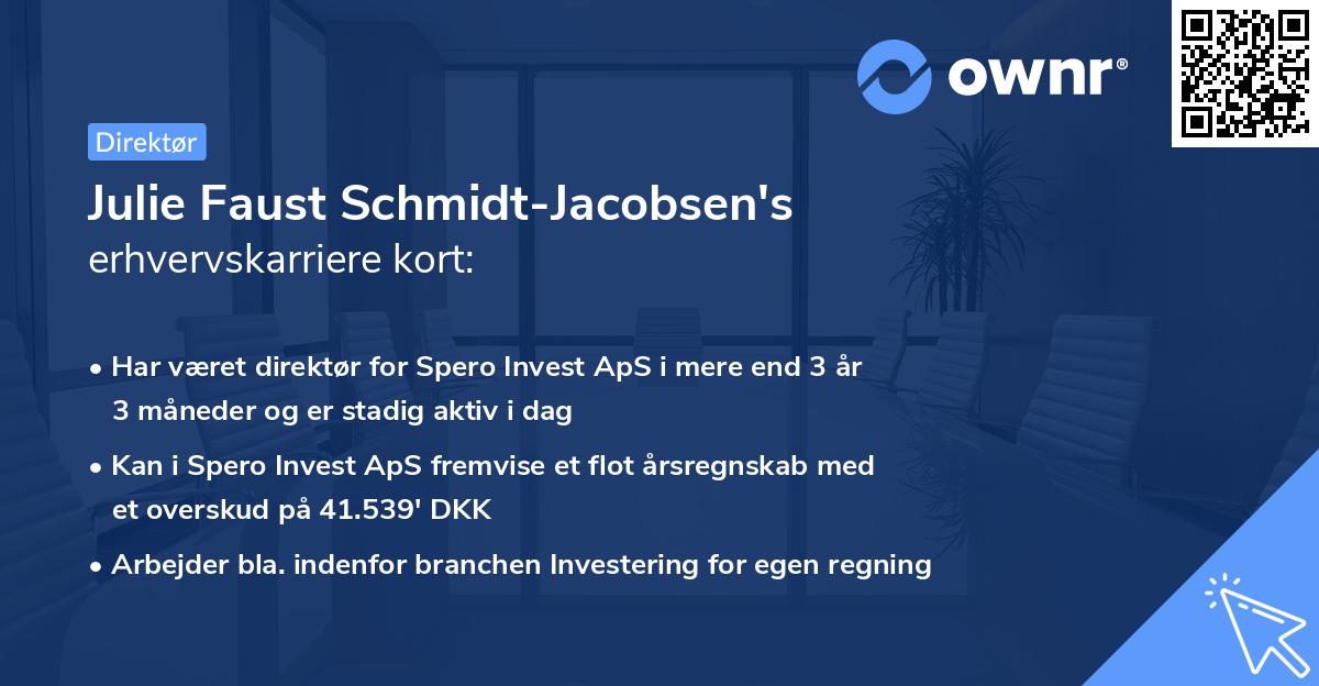 Julie Faust Schmidt-Jacobsen's erhvervskarriere kort