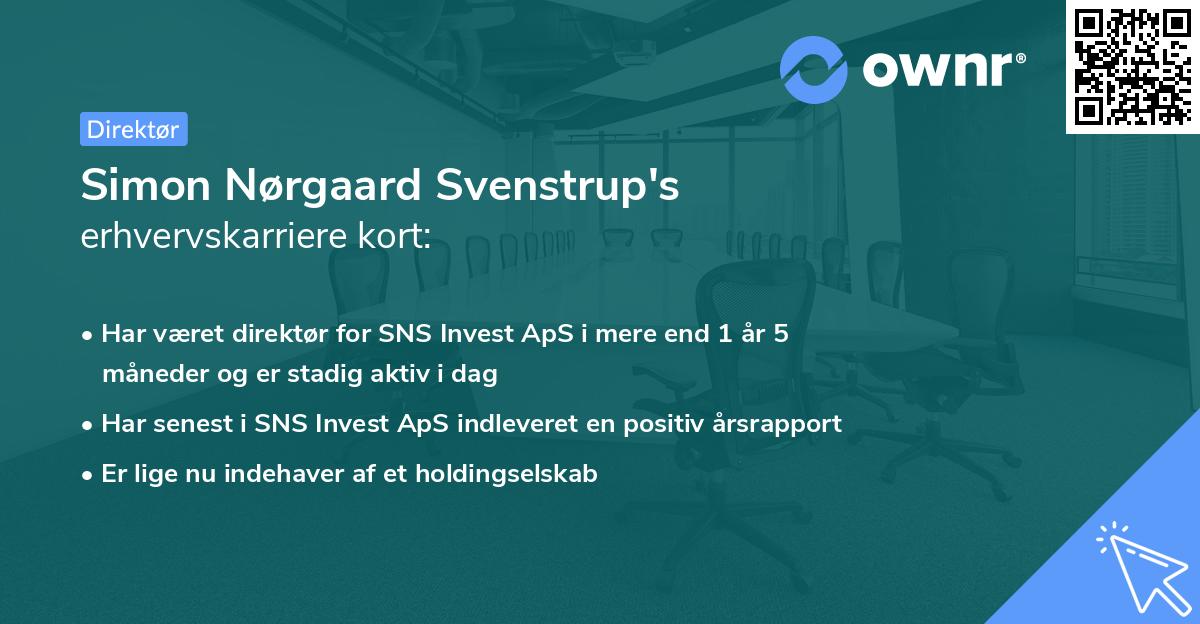 Simon Nørgaard Svenstrup's erhvervskarriere kort