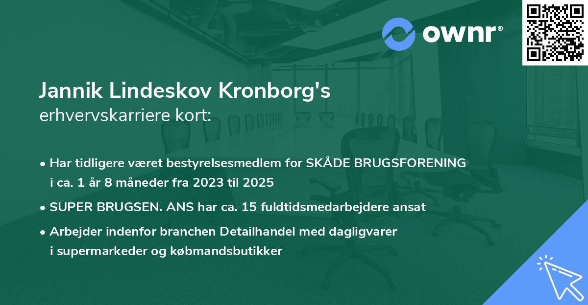 Jannik Lindeskov Kronborg's erhvervskarriere kort