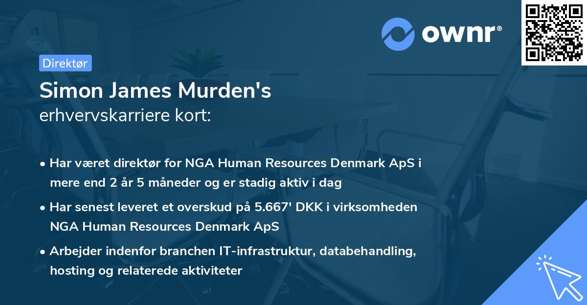 Simon James Murden's erhvervskarriere kort