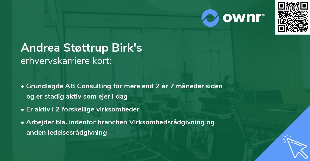 Andrea Støttrup Birk's erhvervskarriere kort