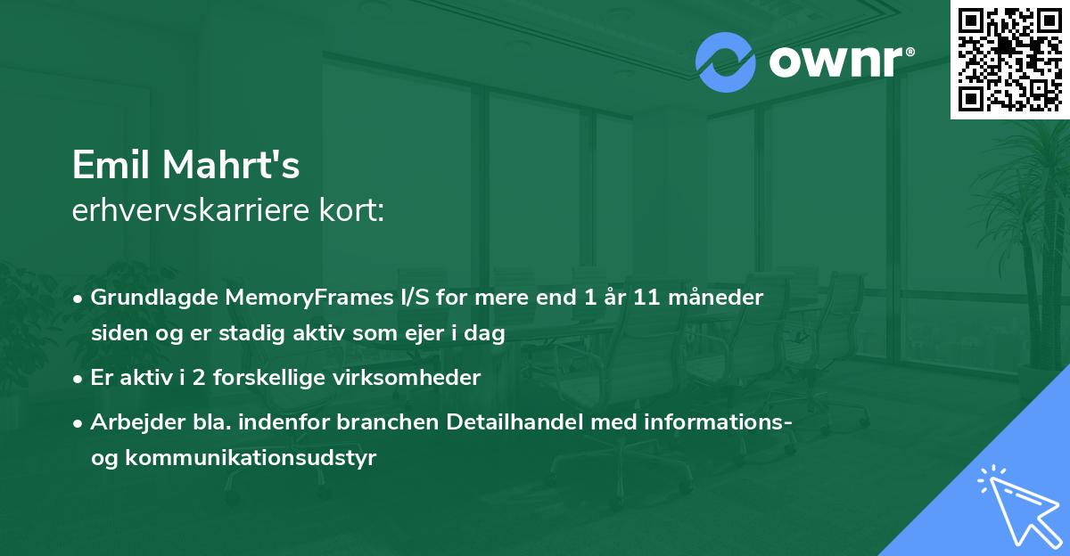 Emil Mahrt's erhvervskarriere kort
