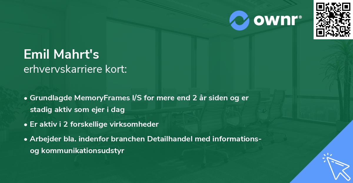 Emil Mahrt's erhvervskarriere kort
