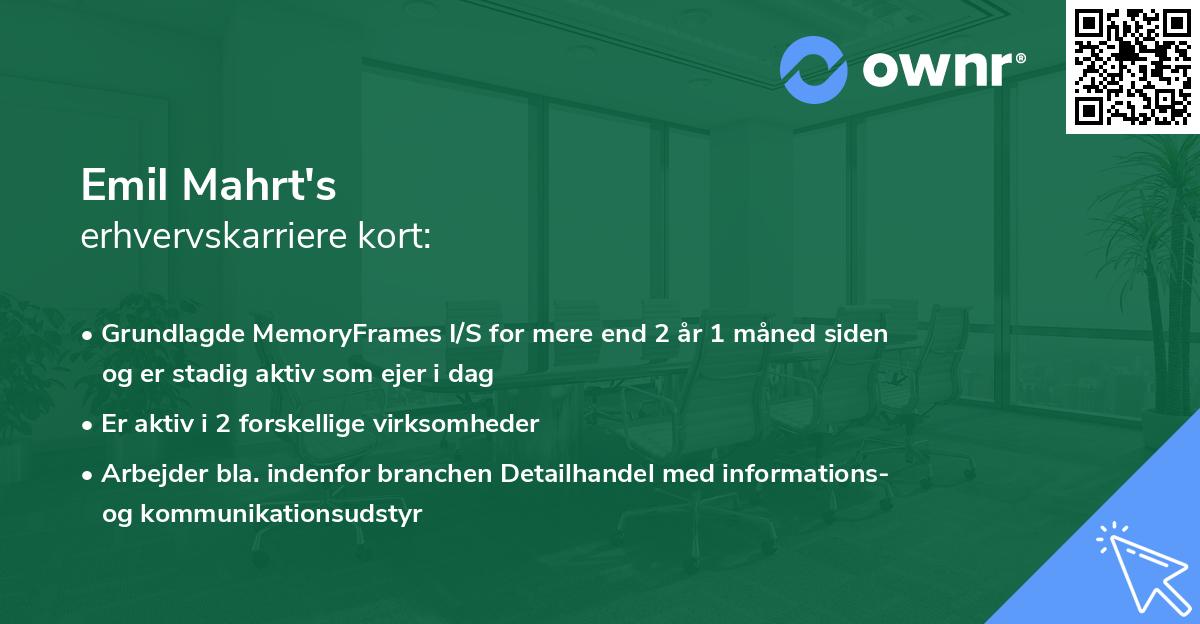 Emil Mahrt's erhvervskarriere kort