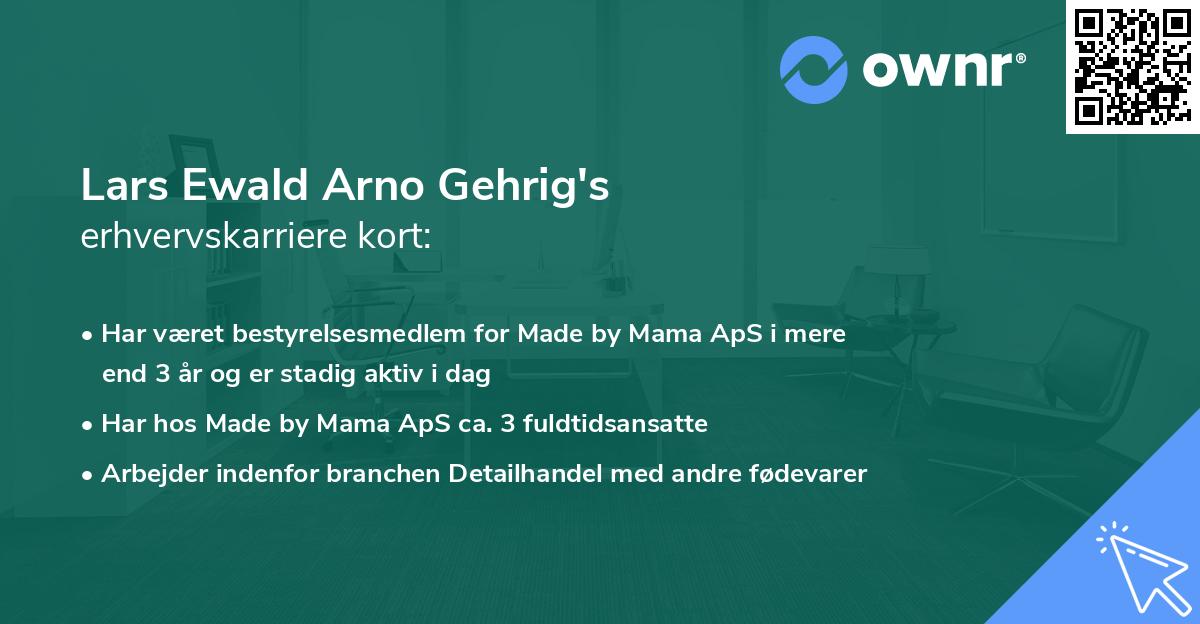 Lars Ewald Arno Gehrig's erhvervskarriere kort