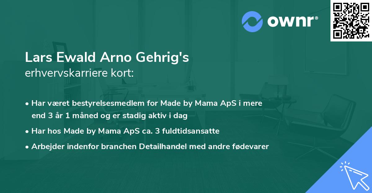 Lars Ewald Arno Gehrig's erhvervskarriere kort