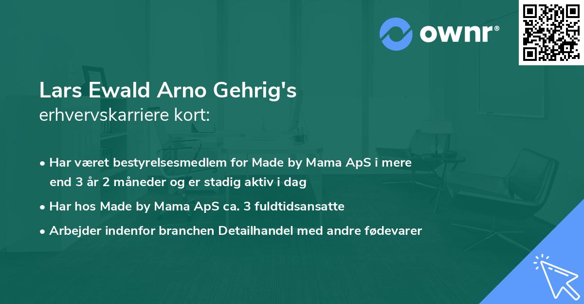 Lars Ewald Arno Gehrig's erhvervskarriere kort